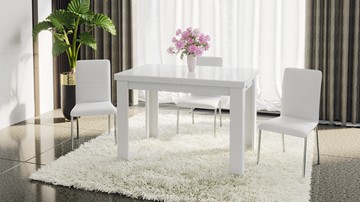 Обеденный раздвижной стол Норман тип 1, цвет Белый/Стекло белый глянец в Благовещенске - предосмотр 4