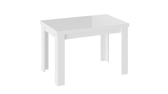 Обеденный раздвижной стол Норман тип 1, цвет Белый/Стекло белый глянец в Благовещенске - изображение