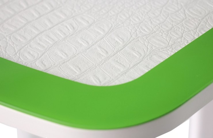 Кухонный стол раздвижной ПГ-01 СТК, белый/зеленый/крокодил белый/белый в Благовещенске - изображение 1