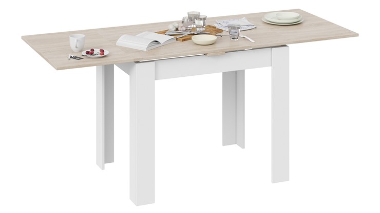 Кухонный раздвижной стол Промо тип 3 (Белый/Дуб сонома светлый) в Благовещенске - изображение 3