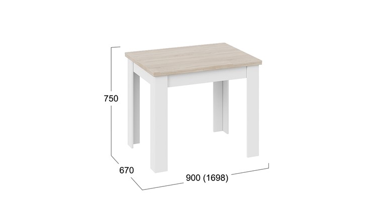 Кухонный раздвижной стол Промо тип 3 (Белый/Дуб сонома светлый) в Благовещенске - изображение 4