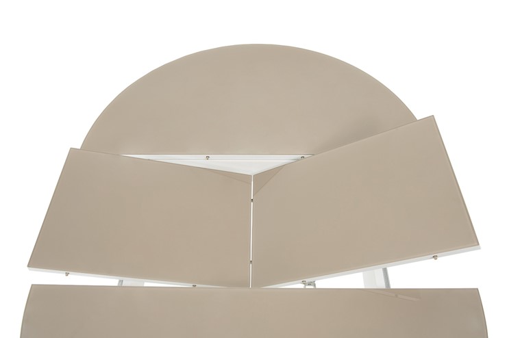 Кухонный раздвижной стол Ривьера исп. круг хром №5 (стекло белое/черный) в Благовещенске - изображение 4