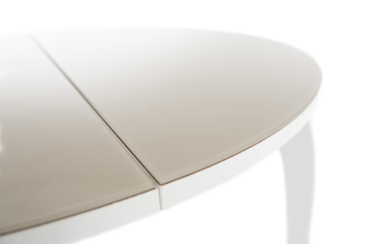 Кухонный раздвижной стол Ривьера исп. круг хром №5 (стекло белое/черный) в Благовещенске - изображение 6
