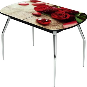 Обеденный раздвижной стол Ривьера исп.1 ноги метал. крашеные №24 Фотопечать (Цветы №33) в Благовещенске