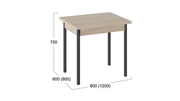 Кухонный раздвижной стол Родос тип 2 с опорой d40 (Черный муар/Дуб Сонома) в Благовещенске - предосмотр 2