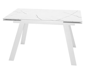 Раздвижной стол SKL 140, керамика белый мрамор/подстолье белое/ножки белые в Благовещенске