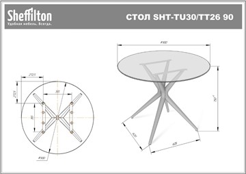 Обеденный стол SHT-ТT26 90 стекло/SHT-TU30 дымчатый/серый в Благовещенске - предосмотр 12