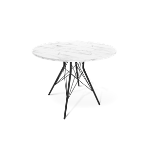 Круглый стол на кухню SHT-TU2-1 / SHT-TT 90 ЛДСП (мрамор кристалл/черный муар) в Благовещенске