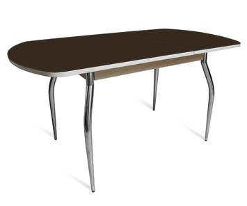 Кухонный стол раскладной ПГ мини СТ2, дуб молочный/черное стекло/35 хром гнутые металл в Благовещенске