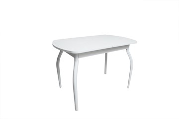Кухонный раздвижной стол ПГ-01СТ белое/белое/крашенные фигурные в Благовещенске - предосмотр