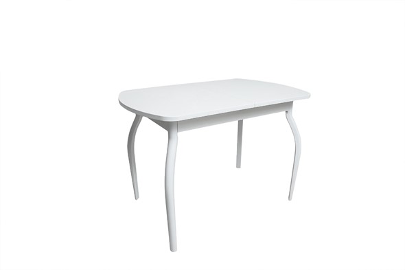 Кухонный раздвижной стол ПГ-01СТ белое/белое/крашенные фигурные в Благовещенске - изображение