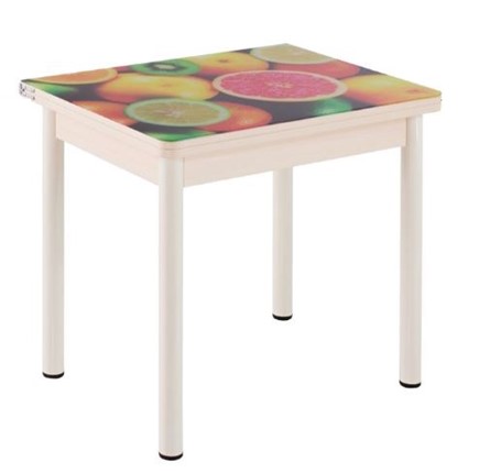 Кухонный пристенный стол СПА-01 СТФ, дуб молочный ЛДСП/стекло фрукты/36 прямые трубки крашеные белые в Благовещенске - изображение