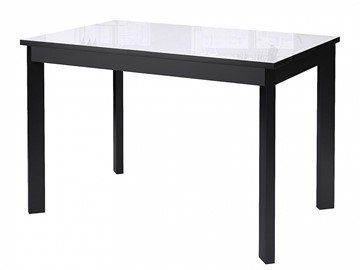 Кухонный раскладной стол Dikline Ls110, стекло белое/ножки черные в Благовещенске - предосмотр