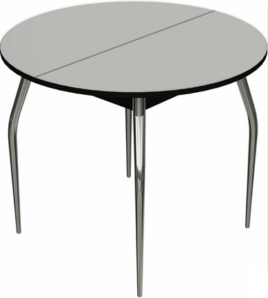 Кухонный раздвижной стол Ривьера исп. круг хром №5 (стекло белое/черный) в Благовещенске - изображение