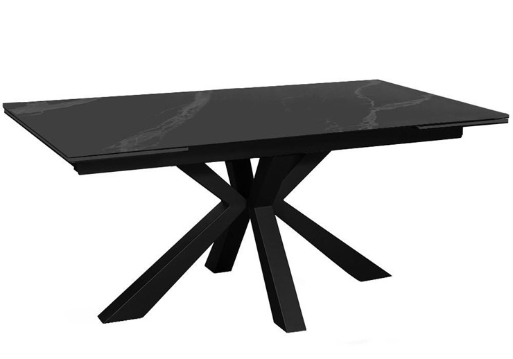 Стол обеденный раздвижной DikLine SFE160 Керамика Черный мрамор/подстолье черное/опоры черные (2 уп.) в Благовещенске - изображение 1