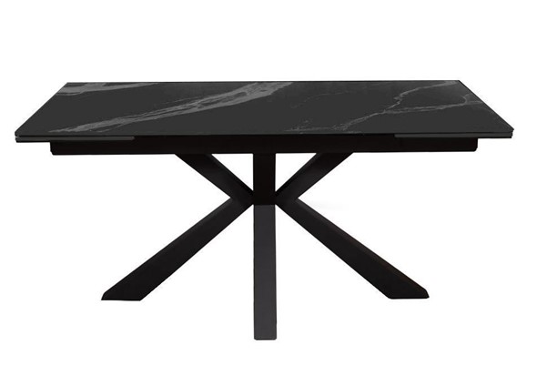 Стол обеденный раздвижной DikLine SFE160 Керамика Черный мрамор/подстолье черное/опоры черные (2 уп.) в Благовещенске - изображение