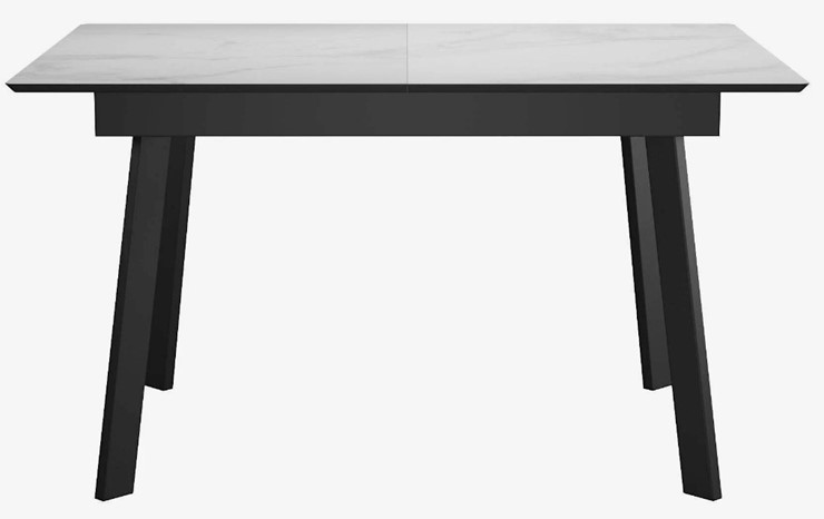 Стол на кухню раздвижной DikLine SFH125 стекло Оптивайт Белый мрамор/подстолье черное в Благовещенске - изображение 1