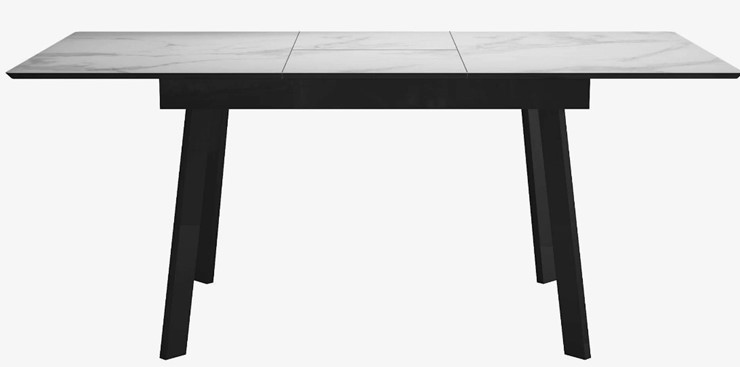 Стол на кухню раздвижной DikLine SFH125 стекло Оптивайт Белый мрамор/подстолье черное в Благовещенске - изображение 4