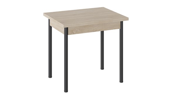 Кухонный раздвижной стол Родос тип 2 с опорой d40 (Черный муар/Дуб Сонома) в Благовещенске - изображение