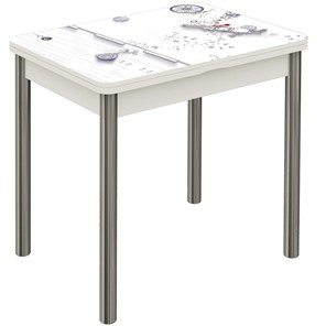 Кухонный стол раскладной Бари хром №6 (Exclusive h174/белый) в Благовещенске