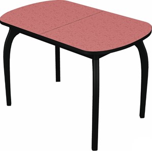 Овальный стол на кухню Ривьера мини дерево №1, пластик (цветы красные/черный) в Благовещенске