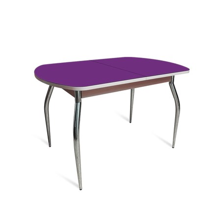 Стол кухонный ПГ-05 СТ2, дуб молочный/фиолетовое стекло/35 хром гнутые металл в Благовещенске - изображение