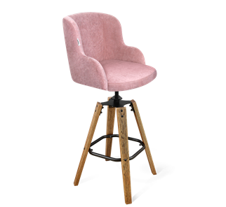Барный стул SHT-ST39 / SHT-S93 (пыльная роза/браш.коричневый/черный муар) в Благовещенске