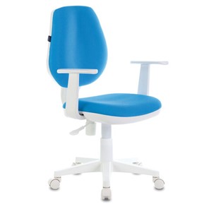 Кресло компьютерное Brabix Fancy MG-201W (с подлокотниками, пластик белый, голубое) в Благовещенске