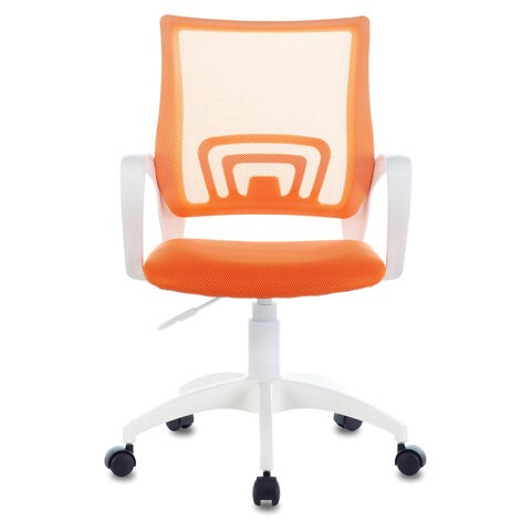 Кресло Brabix Fly MG-396W (с подлокотниками, пластик белый, сетка, оранжевое) 532401 в Благовещенске - изображение 1