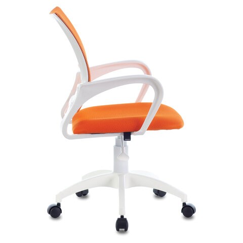 Кресло Brabix Fly MG-396W (с подлокотниками, пластик белый, сетка, оранжевое) 532401 в Благовещенске - изображение 2