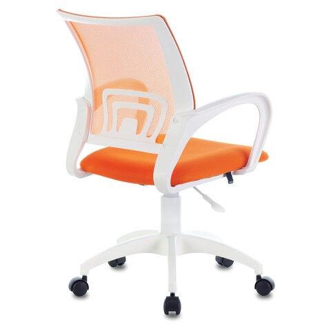 Кресло Brabix Fly MG-396W (с подлокотниками, пластик белый, сетка, оранжевое) 532401 в Благовещенске - изображение 3