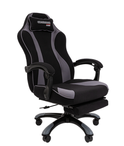 Кресло игровое CHAIRMAN GAME 35 с выдвижной подставкой для ног Ткань черная / Ткань св.серая в Благовещенске