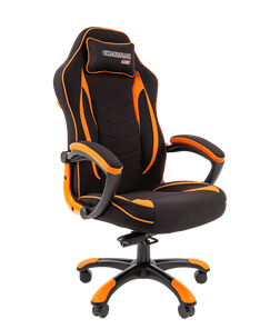 Кресло игровое CHAIRMAN GAME 28 Полиэстер комбинированная ткань оранжевый/черный в Благовещенске