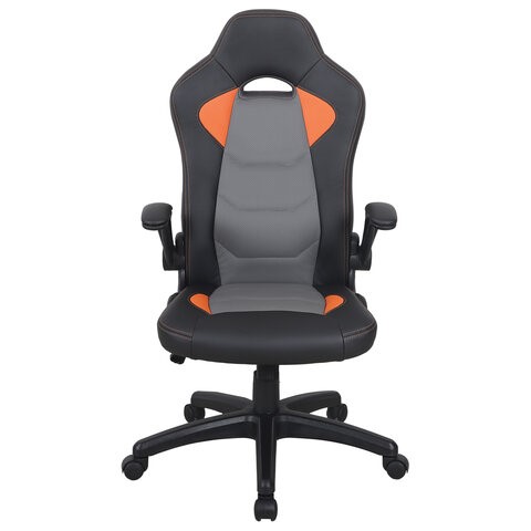Кресло офисное BRABIX "Skill GM-005", откидные подлокотники, экокожа, черное/оранжевое, 532495 в Благовещенске - изображение 4