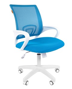 Кресло компьютерное CHAIRMAN 696 white, tw12-tw04 голубой в Благовещенске