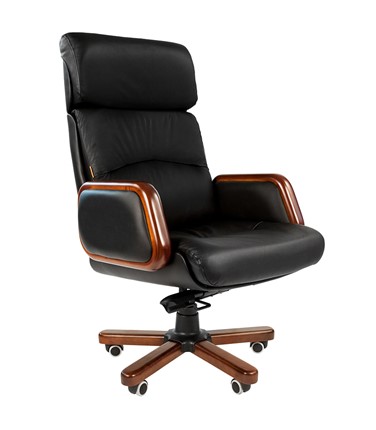 Компьютерное кресло CHAIRMAN 417 кожа черная в Благовещенске - изображение