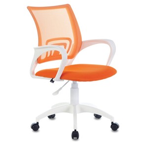 Кресло Brabix Fly MG-396W (с подлокотниками, пластик белый, сетка, оранжевое) 532401 в Благовещенске - предосмотр