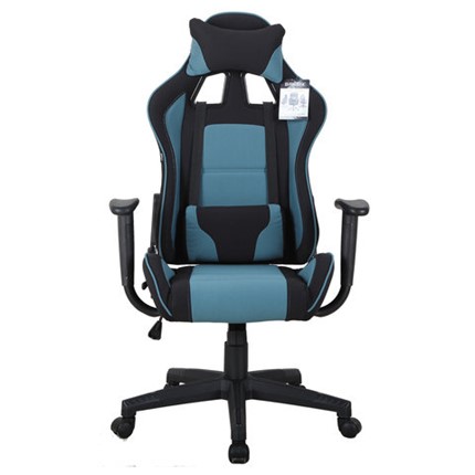 Офисное кресло Brabix GT Racer GM-100 (две подушки, ткань, черное/голубое) 531818 в Благовещенске - изображение