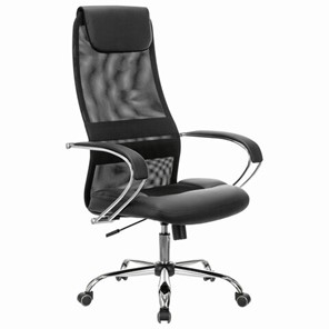 Офисное кресло Brabix Premium Stalker EX-608 CH (хром, ткань-сетка/кожзам, черное) 532091 в Благовещенске