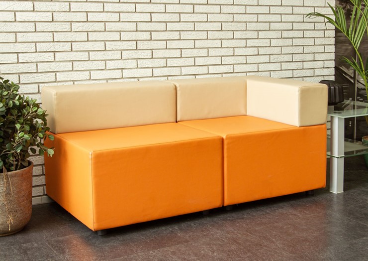 Офисный диван мягкий Октава, 2-х местный, экокожа премиум / черная CN1114 в Благовещенске - изображение 6