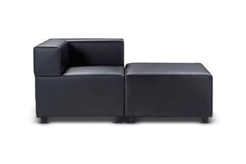 Офисный диван мягкий Октава, 2-х местный, экокожа премиум / черная CN1114 в Благовещенске - предосмотр