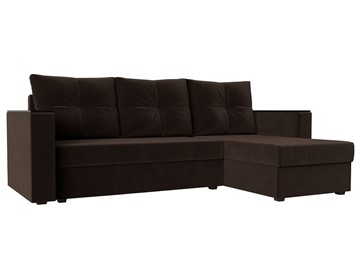 Угловой раскладной диван Атланта Лайт Б/С, Коричневый (Микровельвет) в Благовещенске