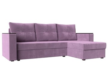 Угловой диван с оттоманкой Атланта Лайт Б/С, Сиреневый (Микровельвет) в Благовещенске