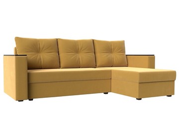 Угловой диван с оттоманкой Атланта Лайт Б/С, Желтый (Микровельвет) в Благовещенске