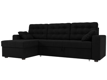 Угловой диван с оттоманкой Камелот, Черный (микровельвет) в Благовещенске