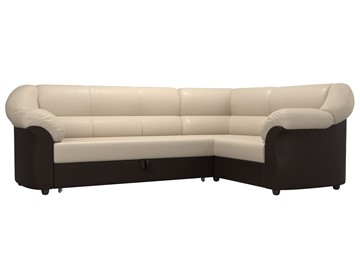 Угловой диван для гостиной Карнелла, Бежевый/Коричневый (экокожа) в Благовещенске