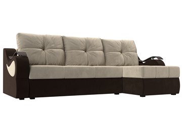 Угловой диван Меркурий, Бежевый/коричневый (вельвет) в Благовещенске