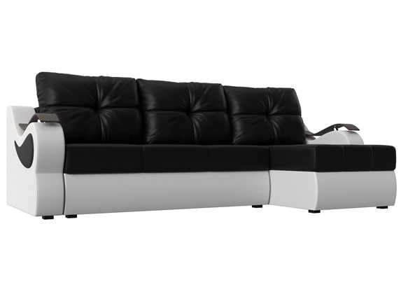Угловой диван Меркурий, Черный/белый (экокожа) в Благовещенске - изображение