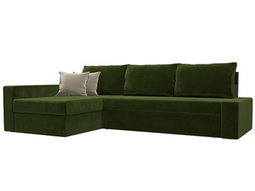 Угловой диван Версаль, Зеленый/Бежевый (микровельвет) в Благовещенске