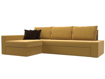 Угловой диван для гостиной Версаль, Желтый/Коричневый (микровельвет) в Благовещенске